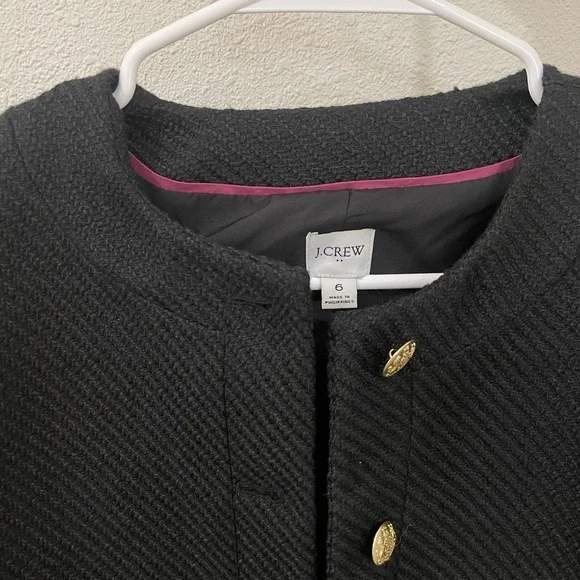 J Crew Black Tweed Jacket Blazer with Gold Buttons - Picture 7 of 12